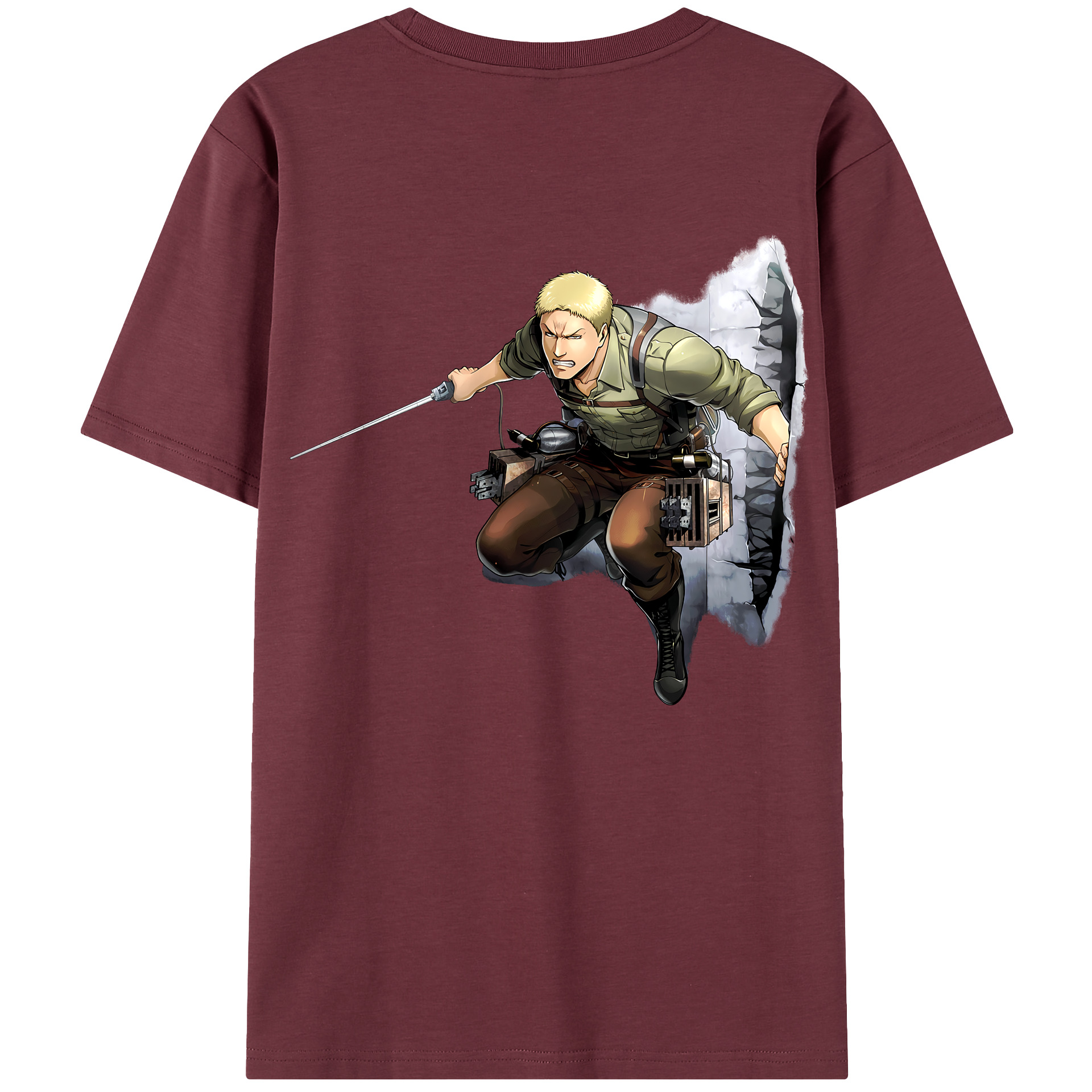 （画像用） 進撃の巨人 ライナー・ブラウン Attack on Titan Reiner Braun 綿100％半袖Tシャツ（背面プリント）